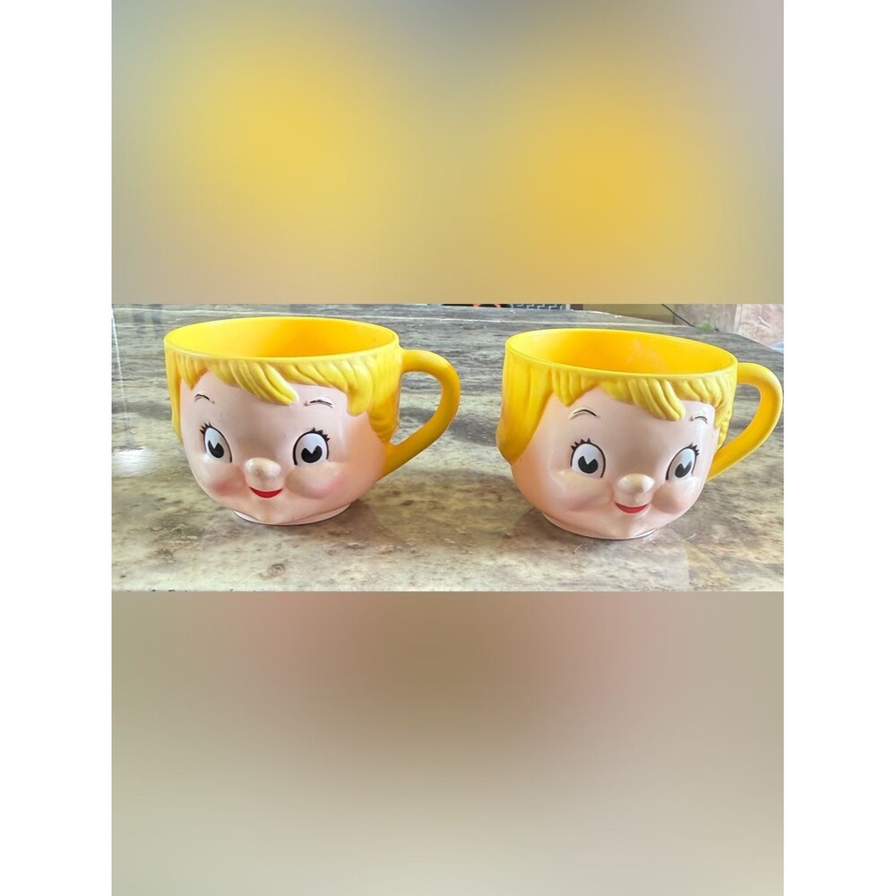 Vintage 1970’s plastic soup mugs featuring the Campbell's Kids "Dolly Dingle"